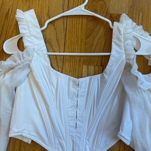House of CB Elegant White Ruffle Blouse